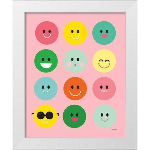 Happy Circles White Modern Wood Framed Art Print by Kelle, Ann