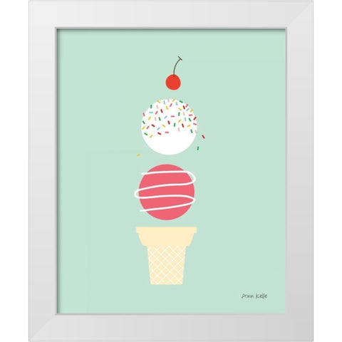 Ice Cream and Cherry I White Modern Wood Framed Art Print by Kelle, Ann