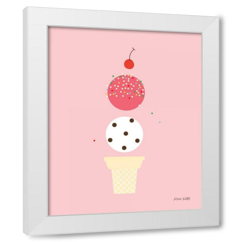 Ice Cream and Cherry II White Modern Wood Framed Art Print by Kelle, Ann