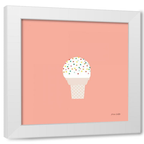 Ice Cream Cone I White Modern Wood Framed Art Print by Kelle, Ann