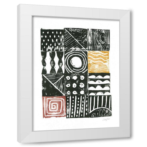 Block Print I Red Yellow White Modern Wood Framed Art Print by Prahl, Courtney