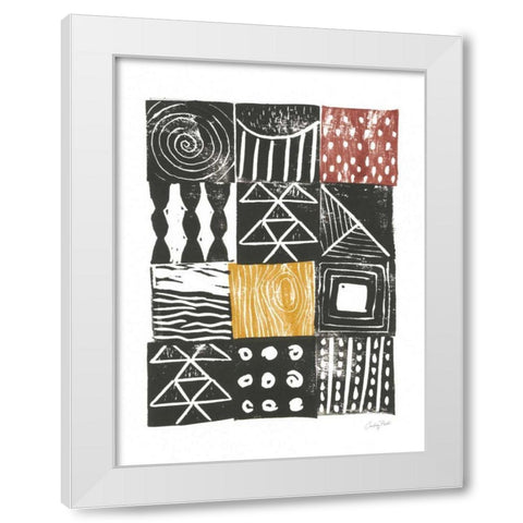 Block Print V Red Yellow White Modern Wood Framed Art Print by Prahl, Courtney