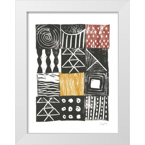 Block Print V Red Yellow White Modern Wood Framed Art Print by Prahl, Courtney