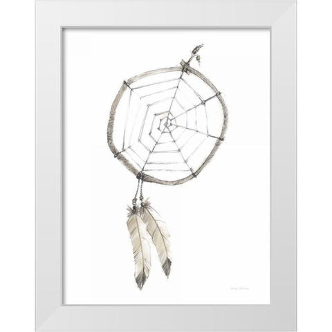 Indian Dream Catcher Neutral Crop White Modern Wood Framed Art Print by Tillmon, Avery