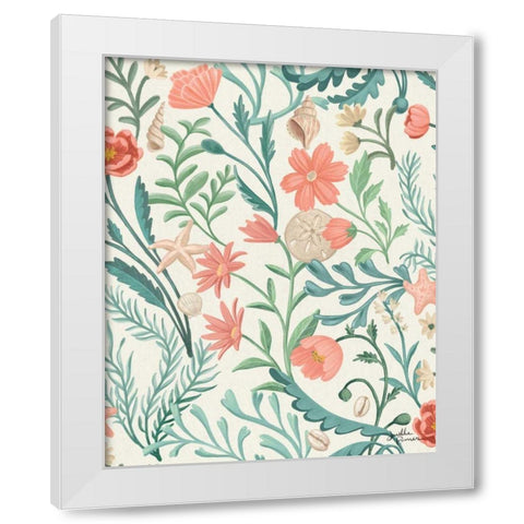 Seaside Botanical Pattern IA White Modern Wood Framed Art Print by Penner, Janelle