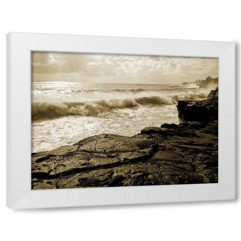 Pahoa Sea White Modern Wood Framed Art Print by Goldstein, Ed
