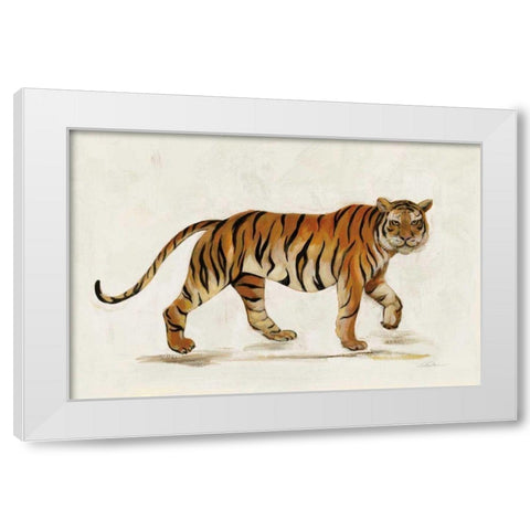 Walking Tiger Light White Modern Wood Framed Art Print by Vassileva, Silvia