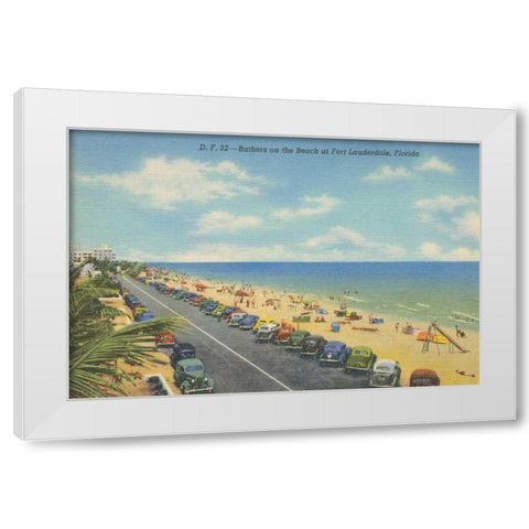 Beach Postcard II White Modern Wood Framed Art Print by Wild Apple Portfolio