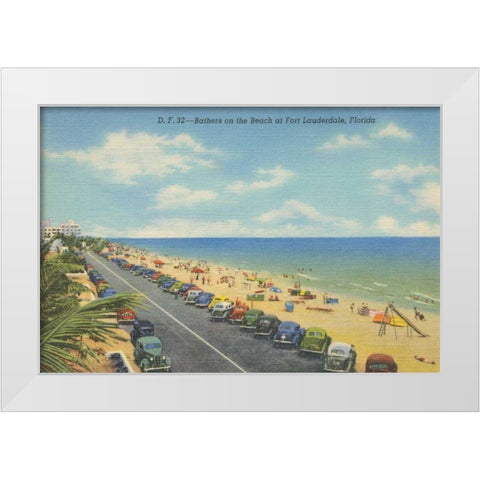 Beach Postcard II White Modern Wood Framed Art Print by Wild Apple Portfolio