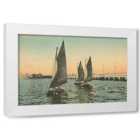 Florida Postcard I White Modern Wood Framed Art Print by Wild Apple Portfolio