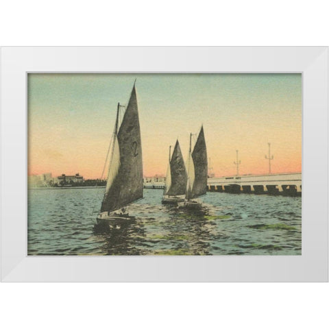 Florida Postcard I White Modern Wood Framed Art Print by Wild Apple Portfolio