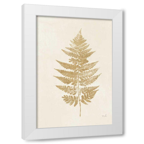 Fern Print I Gold No Shiplap White Modern Wood Framed Art Print by Hershey, Moira