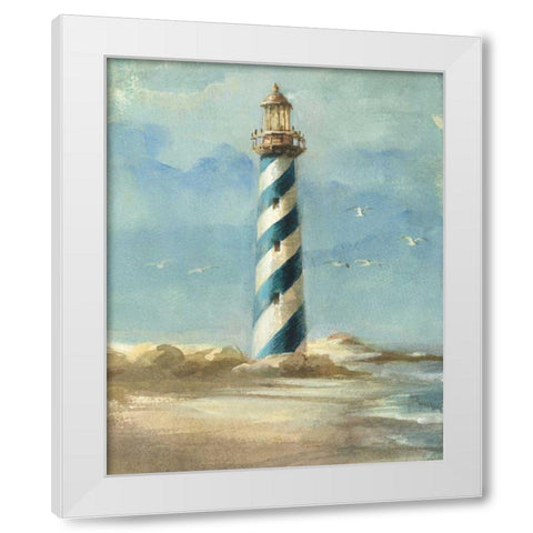 Lighthouse I White Modern Wood Framed Art Print by Nai, Danhui