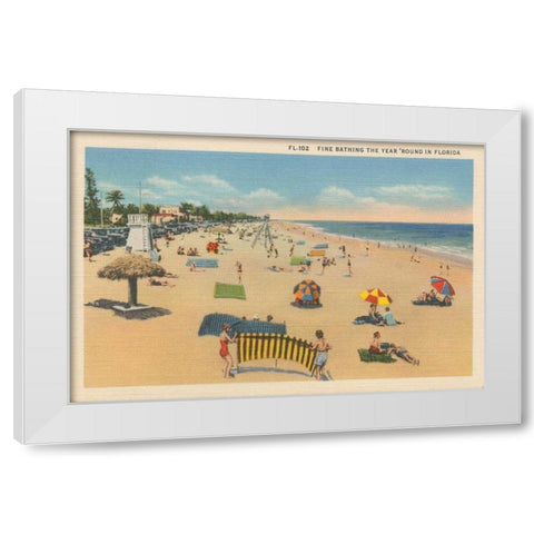 Beach Postcard I Plain Border White Modern Wood Framed Art Print by Wild Apple Portfolio