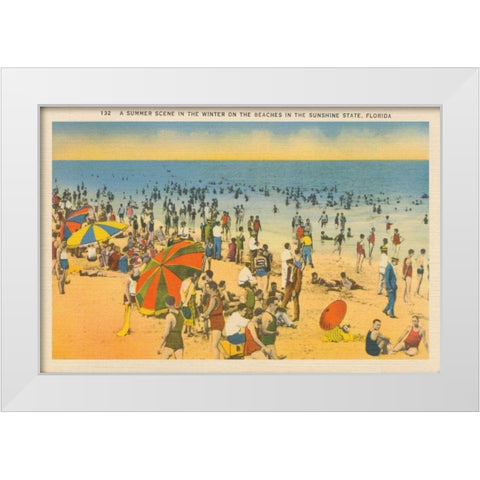 Beach Postcard IV Plain Border White Modern Wood Framed Art Print by Wild Apple Portfolio