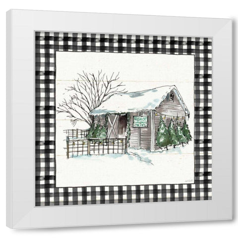 Holiday on the Farm IV BW Buffalo Check White Modern Wood Framed Art Print by Tavoletti, Anne