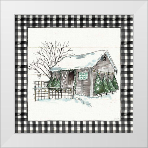 Holiday on the Farm IV BW Buffalo Check White Modern Wood Framed Art Print by Tavoletti, Anne