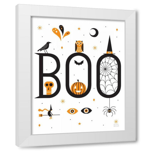 Boo Bright White White Modern Wood Framed Art Print by Mullan, Michael