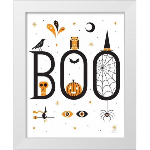 Boo Bright White White Modern Wood Framed Art Print by Mullan, Michael