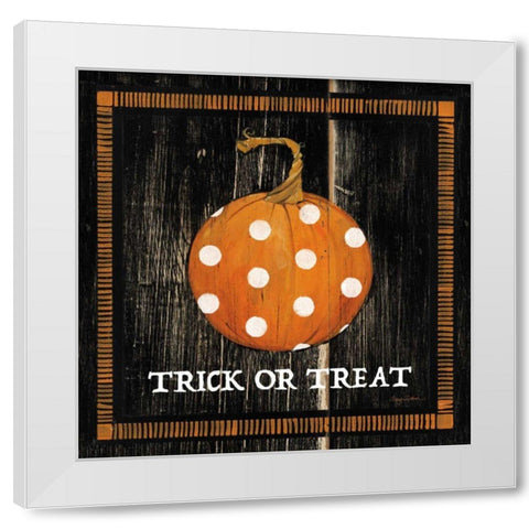 Trick or Treat Pumpkin White Modern Wood Framed Art Print by Tillmon, Avery