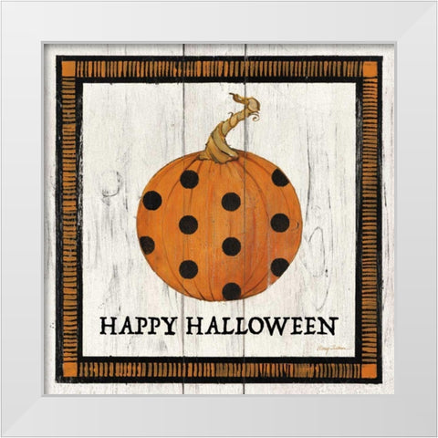 Happy Halloween Pumpkin White Modern Wood Framed Art Print by Tillmon, Avery