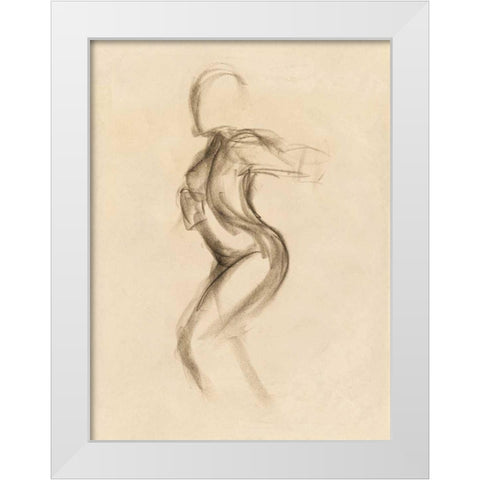 Figure Study IV White Modern Wood Framed Art Print by Wild Apple Portfolio