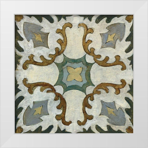 Old World Tile I White Modern Wood Framed Art Print by Vassileva, Silvia