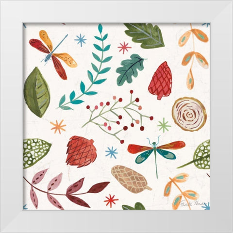 Whimsical Woodland Pattern IV White Modern Wood Framed Art Print by Zaman, Farida