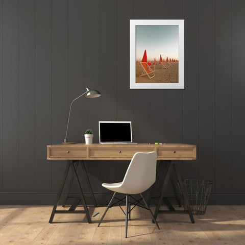 At the Beach III White Modern Wood Framed Art Print by Aledanda