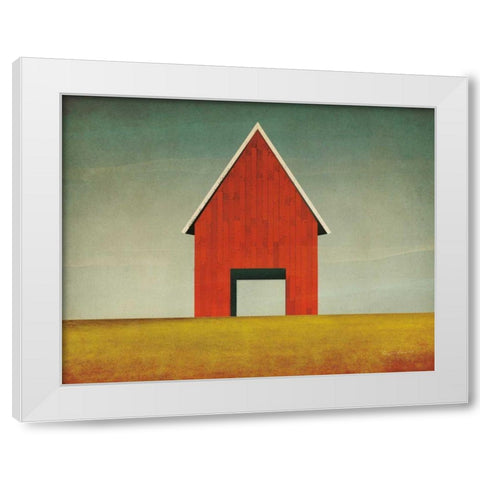 Red Barn Summer White Modern Wood Framed Art Print by Fowler, Ryan
