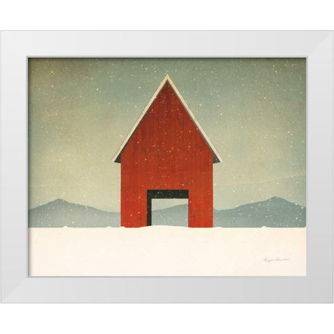 Red Barn Winter White Modern Wood Framed Art Print by Fowler, Ryan