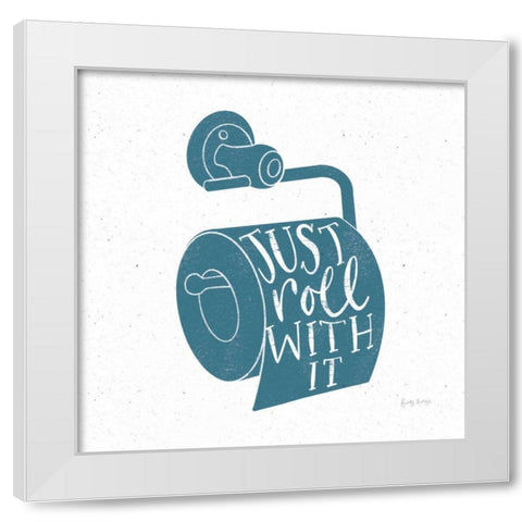 Turkish Tile Bathroom Puns VI White Modern Wood Framed Art Print by Thorns, Becky