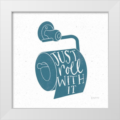 Turkish Tile Bathroom Puns VI White Modern Wood Framed Art Print by Thorns, Becky