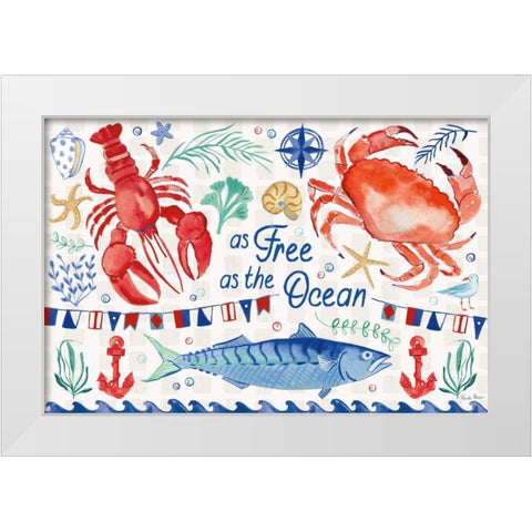 Maritime Delight I White Modern Wood Framed Art Print by Zaman, Farida