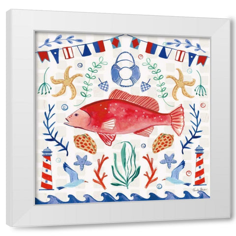 Maritime Delight V White Modern Wood Framed Art Print by Zaman, Farida