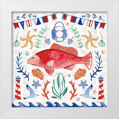 Maritime Delight V White Modern Wood Framed Art Print by Zaman, Farida
