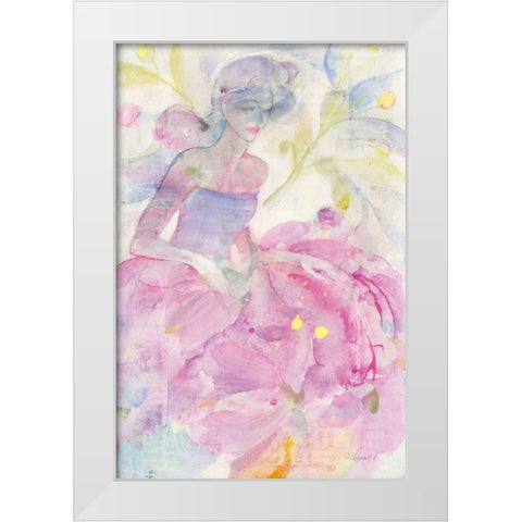 Dancer I White Modern Wood Framed Art Print by Hristova, Albena