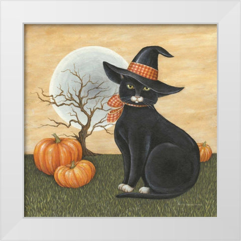 Pretty Kitty White Modern Wood Framed Art Print by Brown, David Carter