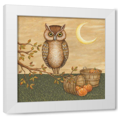 Halloween Owl White Modern Wood Framed Art Print by Brown, David Carter