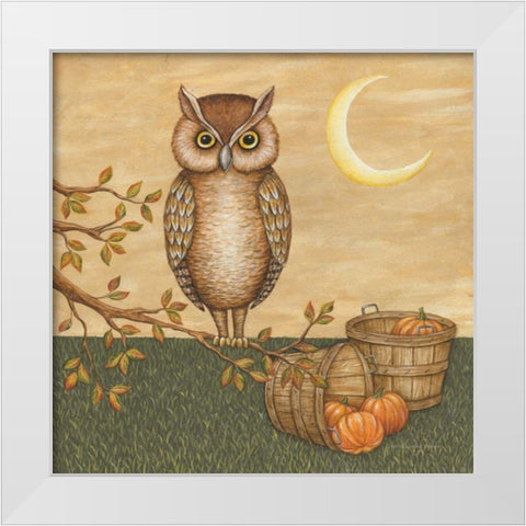 Halloween Owl White Modern Wood Framed Art Print by Brown, David Carter