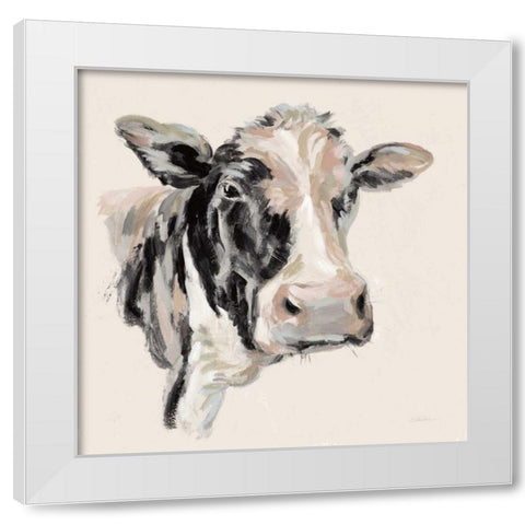 Expressionistic Cow I Neutral White Modern Wood Framed Art Print by Vassileva, Silvia