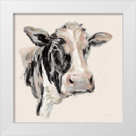 Expressionistic Cow I Neutral White Modern Wood Framed Art Print by Vassileva, Silvia