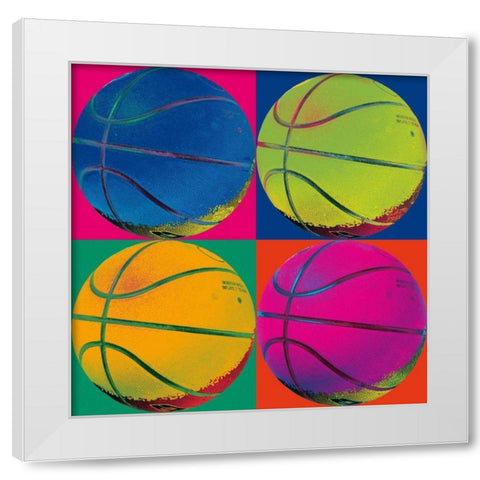 Ball Four Basketball Crop White Modern Wood Framed Art Print by Wild Apple Portfolio