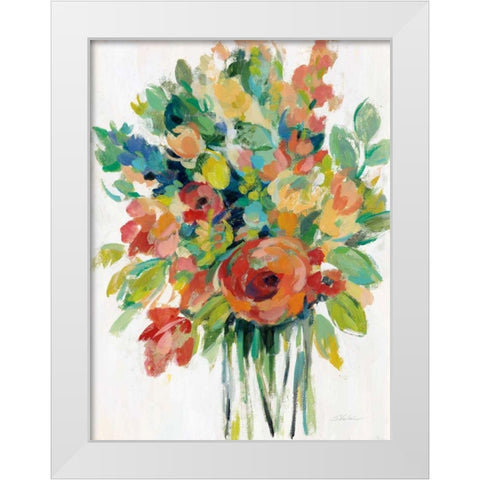 Earthy Colors Bouquet I White White Modern Wood Framed Art Print by Vassileva, Silvia