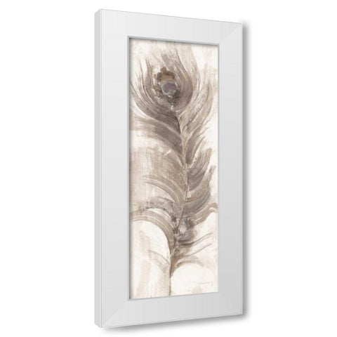 Neutral Eyed Feathers II White Modern Wood Framed Art Print by Hristova, Albena
