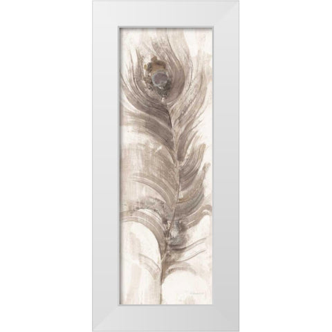 Neutral Eyed Feathers II White Modern Wood Framed Art Print by Hristova, Albena
