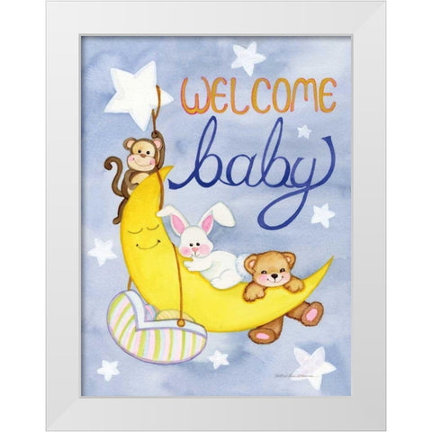 Welcome Baby White Modern Wood Framed Art Print by McKenna, Kathleen Parr