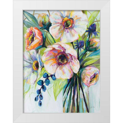 Pretty Poppies White Modern Wood Framed Art Print by Vertentes, Jeanette