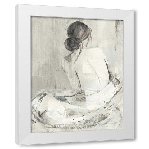 Evening I Neutral White Modern Wood Framed Art Print by Hristova, Albena