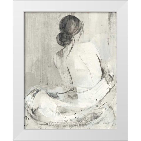 Evening I Neutral White Modern Wood Framed Art Print by Hristova, Albena